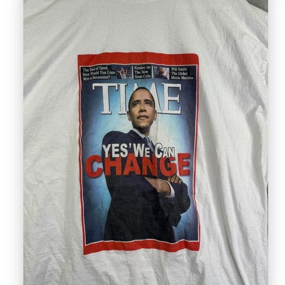 Vintage Barack Obama Graphic T- Shirt Size 4XL Mens Time Magazine "For a Change" - Picture 2 of 8